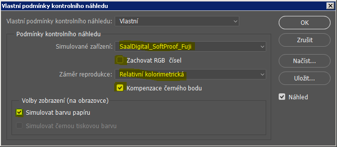 Nastavit ICC profil pro kontrolní náhled ve Photoshopu