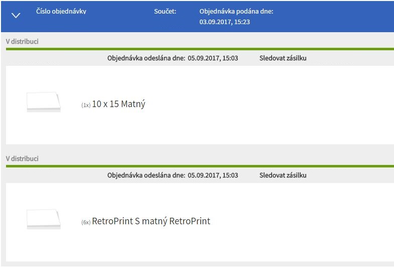 Přehled objednávky ve správě objednávek